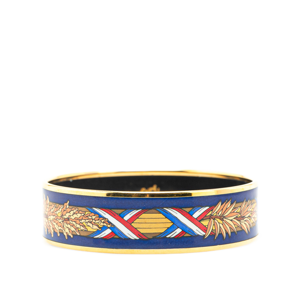 Hermes Jewelry - Pre-Loved Hermes Wide French Flag Enamel Bangle 65